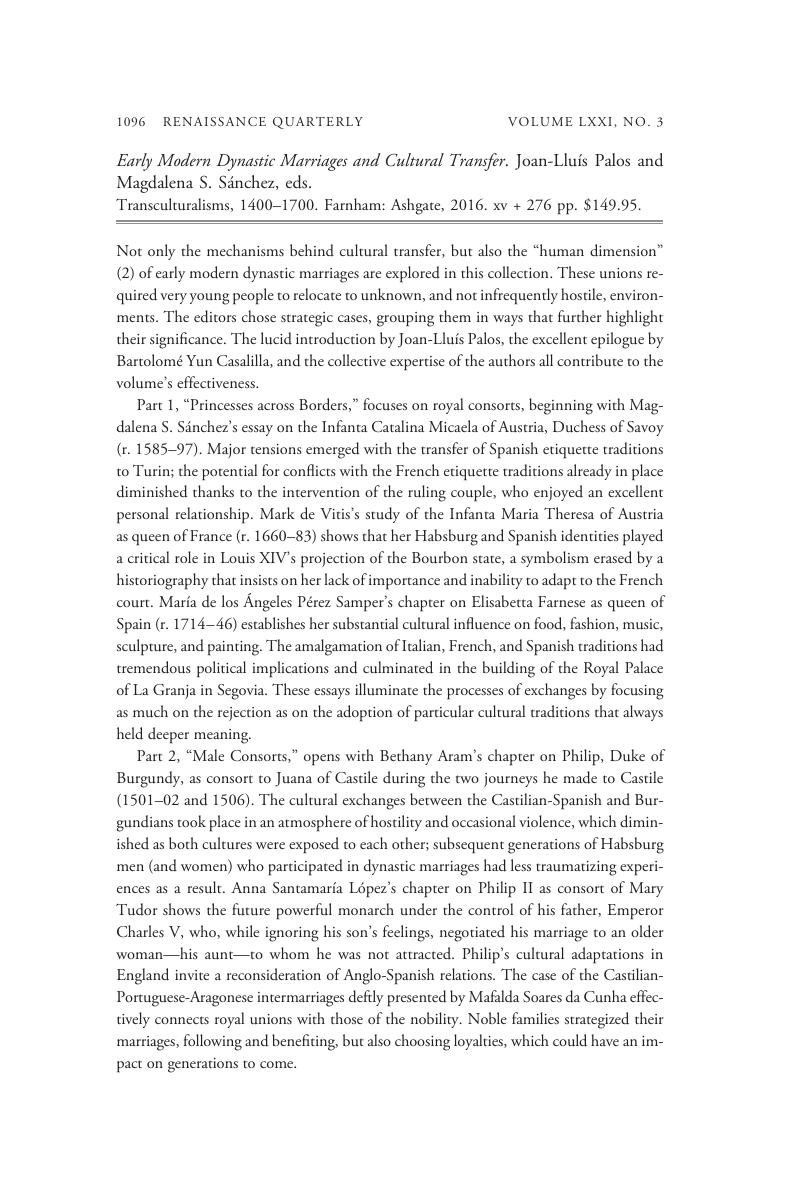 Early Modern Dynastic Marriages and Cultural Transfer. Joan-Lluís Palos ...