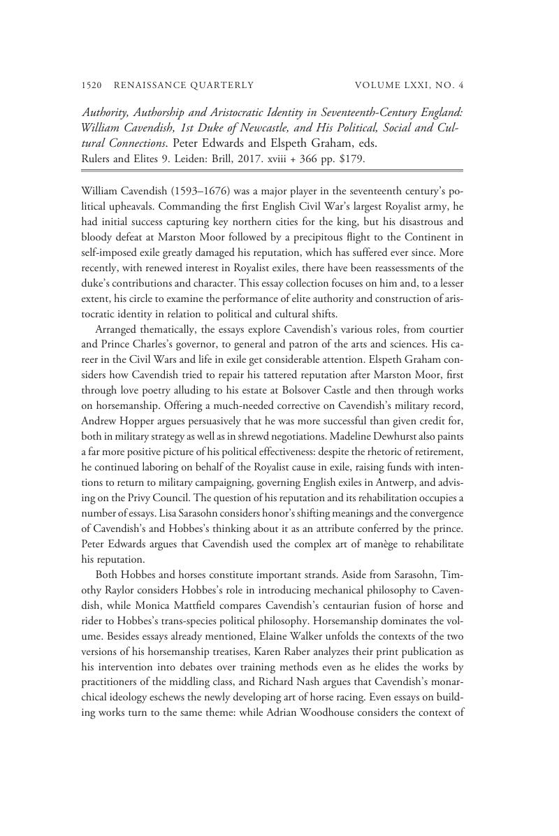 Authority, Authorship and Aristocratic Identity in SeventeenthCentury