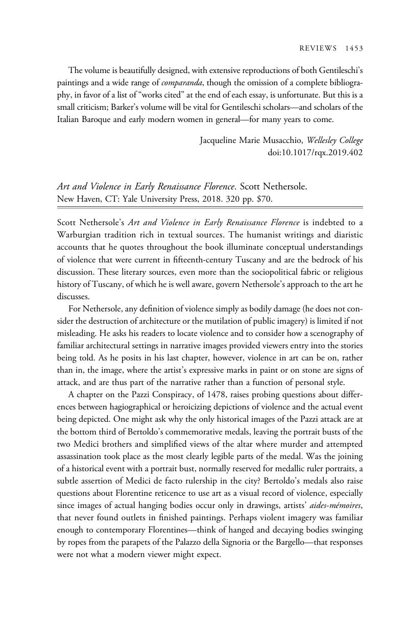 Art and Violence in Early Renaissance Florence. Scott Nethersole. New ...