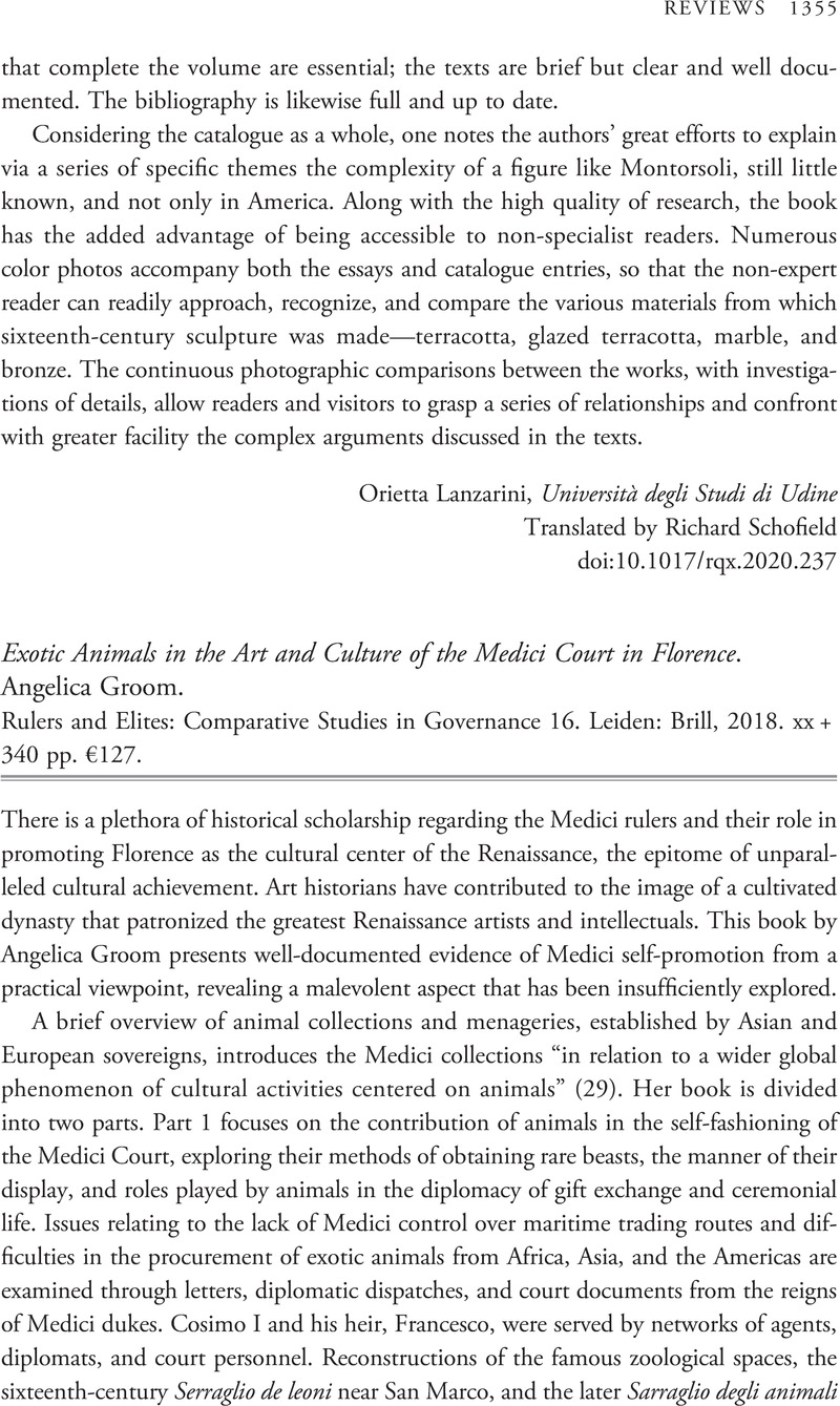 Exotic Animals in the Art and Culture of the Medici Court in Florence