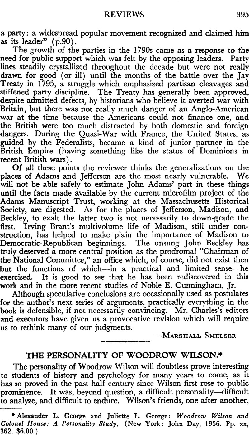 The Personality of Woodrow Wilson * Alexander L. and Juliette