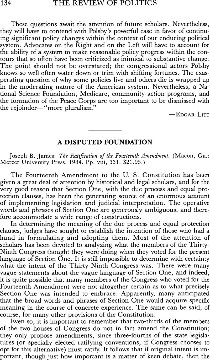 A Disputed Foundation - Joseph B. James: The Ratification Of The ...