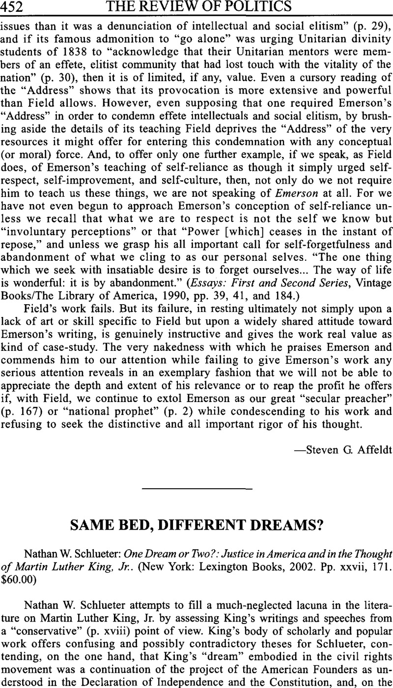 Same Bed, Different Dreams? Nathan W. Schlueter One Dream or Two ? Justice in America and in