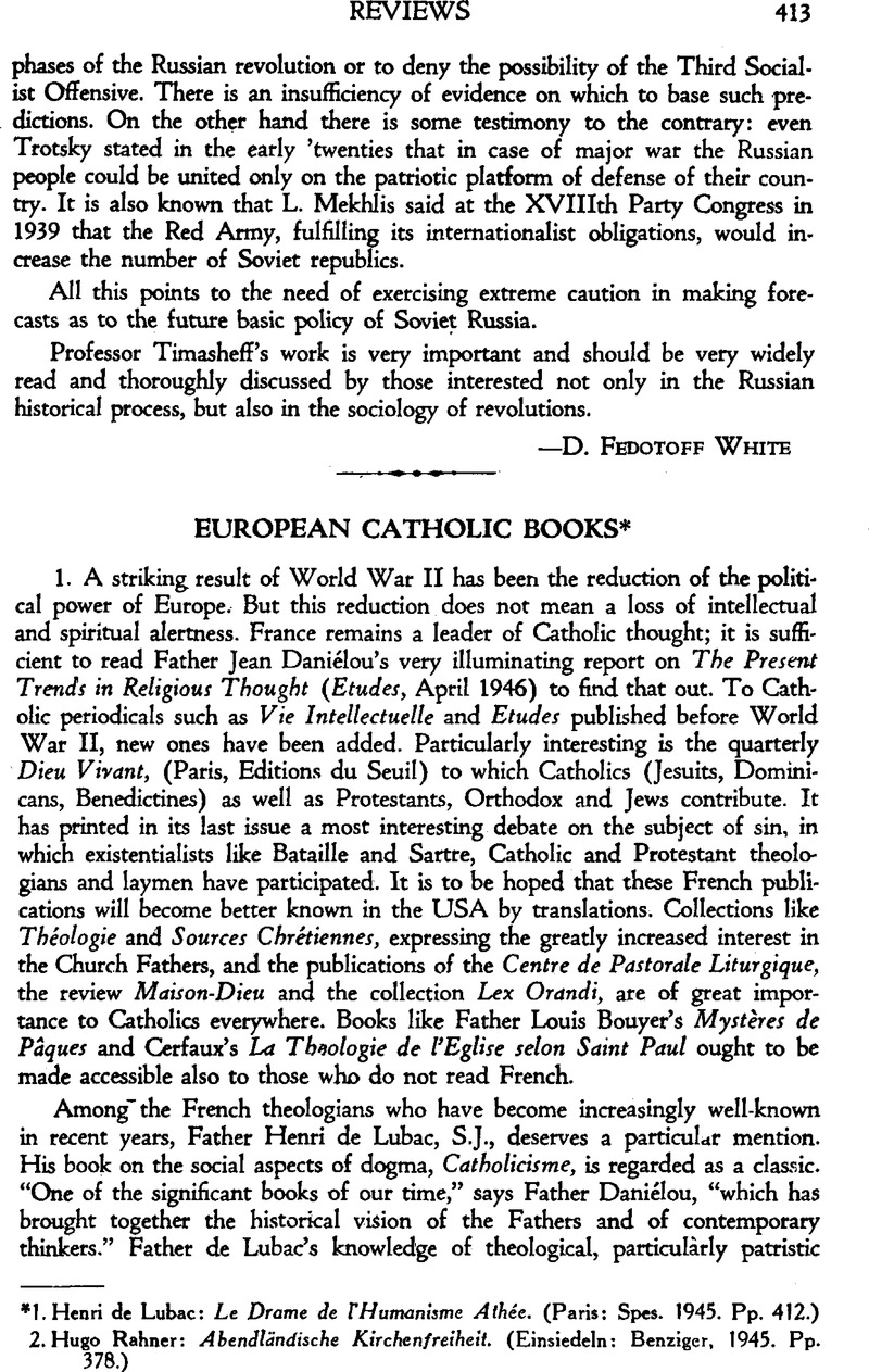 European Catholic Books 1 Henri De Lubac Le Drame De L Humanisme Athée Paris Spes 1945