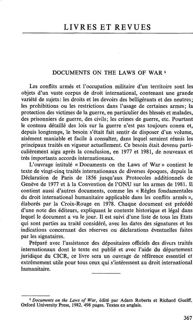 Documents on the Laws of War - Documents on the Laws of War, édité 