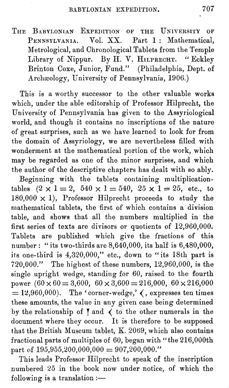 The Babylonian Expedition of the University of Pennsylvania. Vol. XX