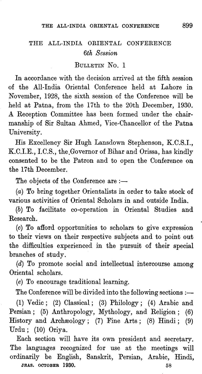 The AllIndia Oriental Conference 6th Session Journal of the Royal