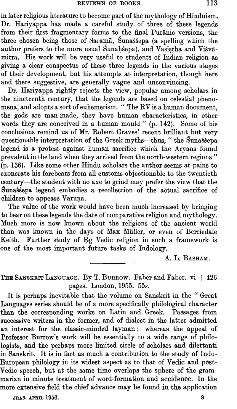 The Sanskrit Language. By T. Burrow. Faber and Faber. vi 426