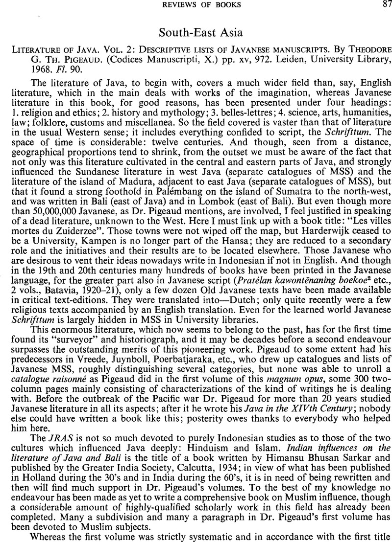 Literature of Java. Vol. 2: Descriptive lists of Javanese manuscripts ...