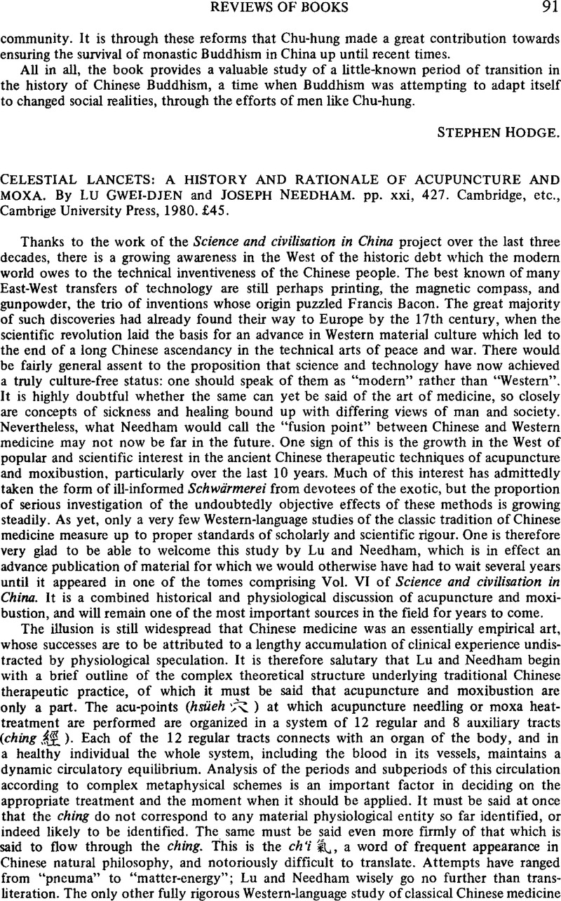 Celestial lancets: a history and rationale of acupuncture and moxa. By ...