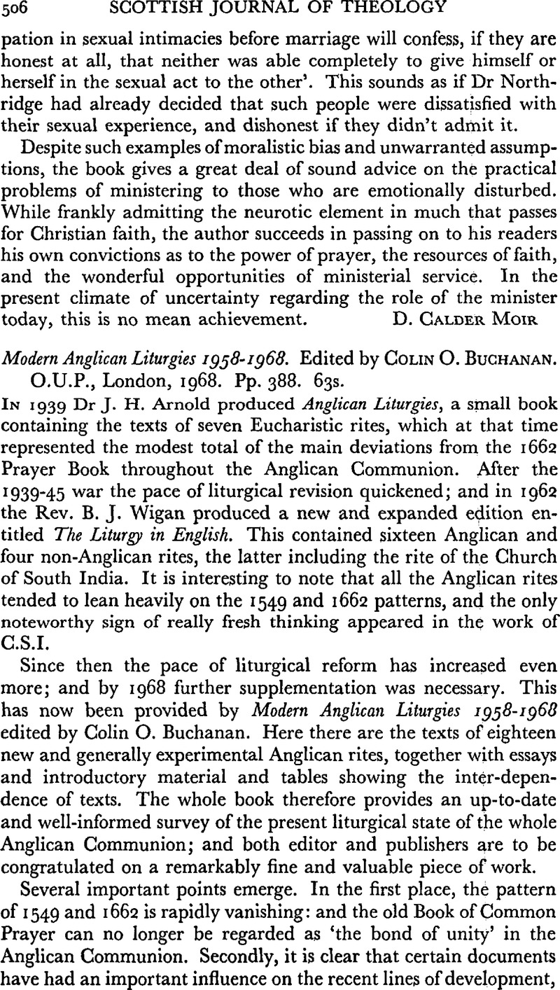 Modern Anglican Liturgies 1958–1968. Edited by Colin O. Buchanan 