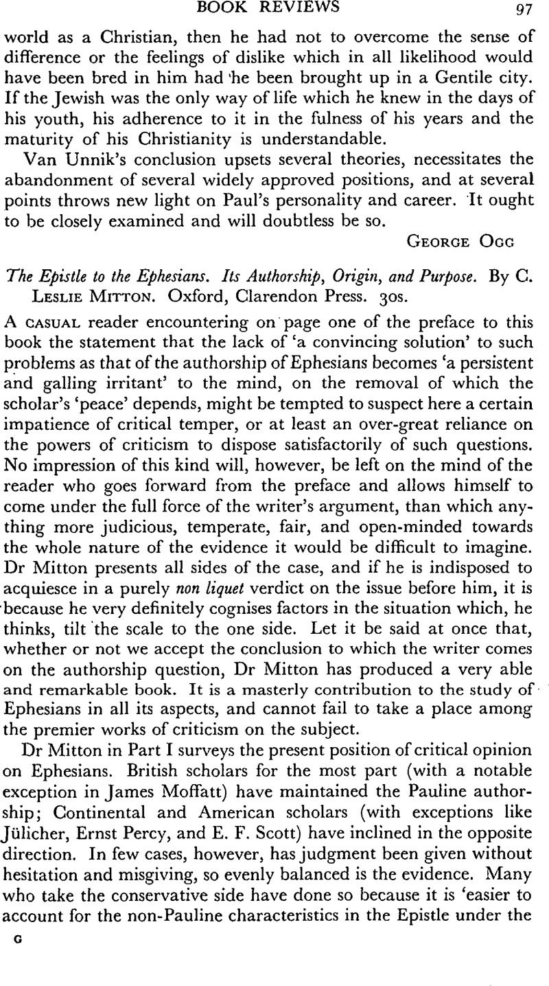 The Epistle To The Ephesians. Its Authorship, Origin, And Purpose. By C 