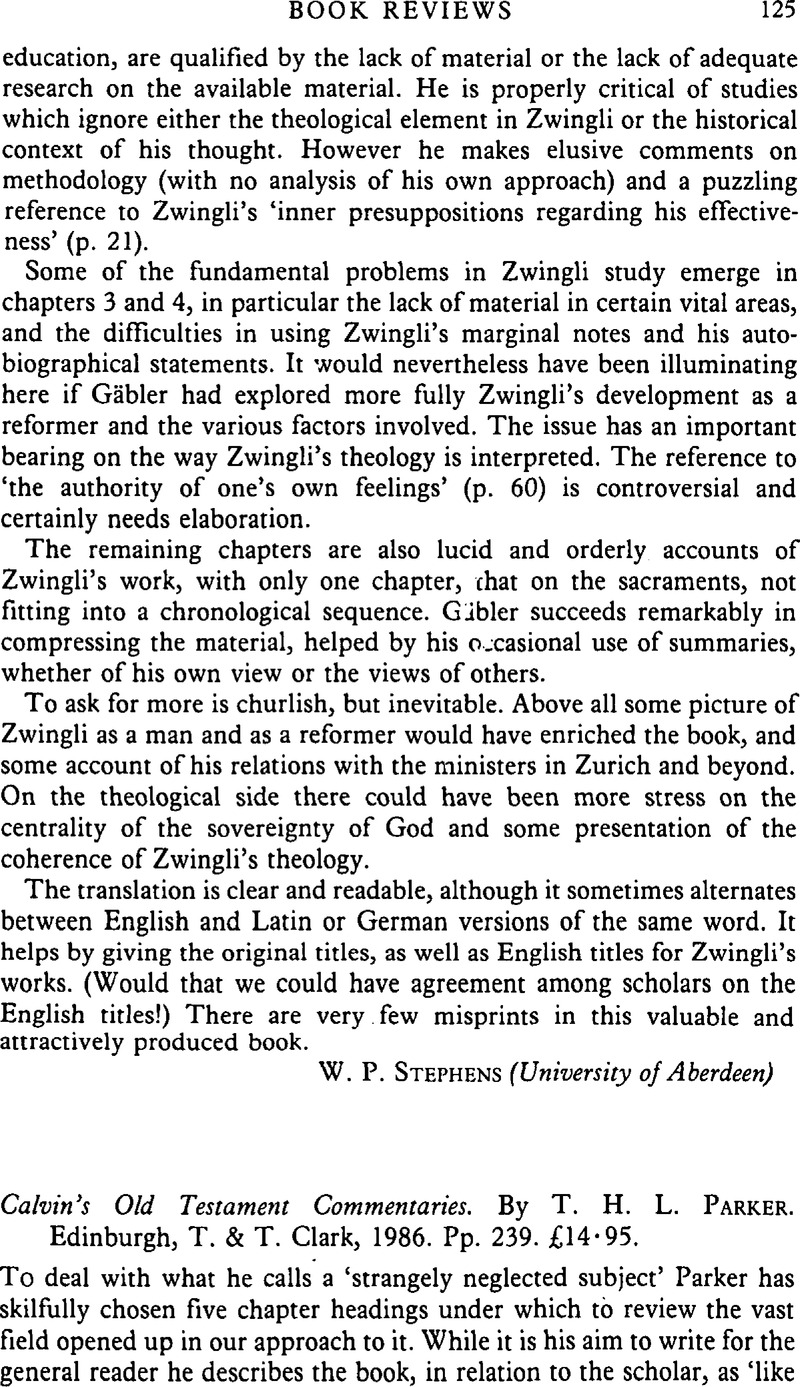 Calvin's Old Testament Commentaries. By T. H. L. Parker. Edinburgh, T ...