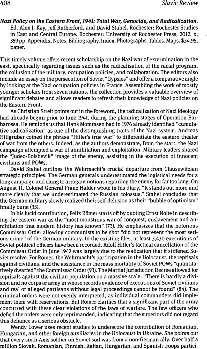 Nazi Plan Paper Nazi Policy on the Eastern Front, 1941: Total War, Genocide, and ...