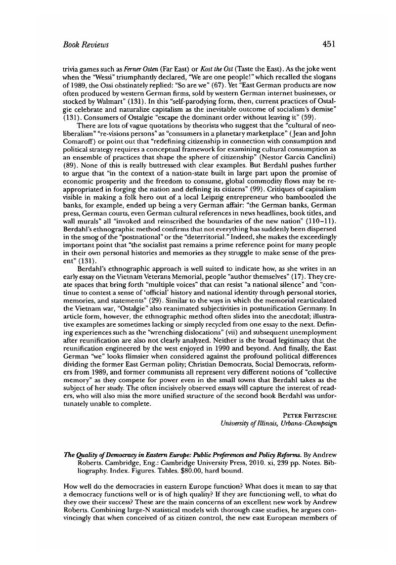 The Quality of Democracy in Eastern Europe: Public Preferences and Policy Reforms