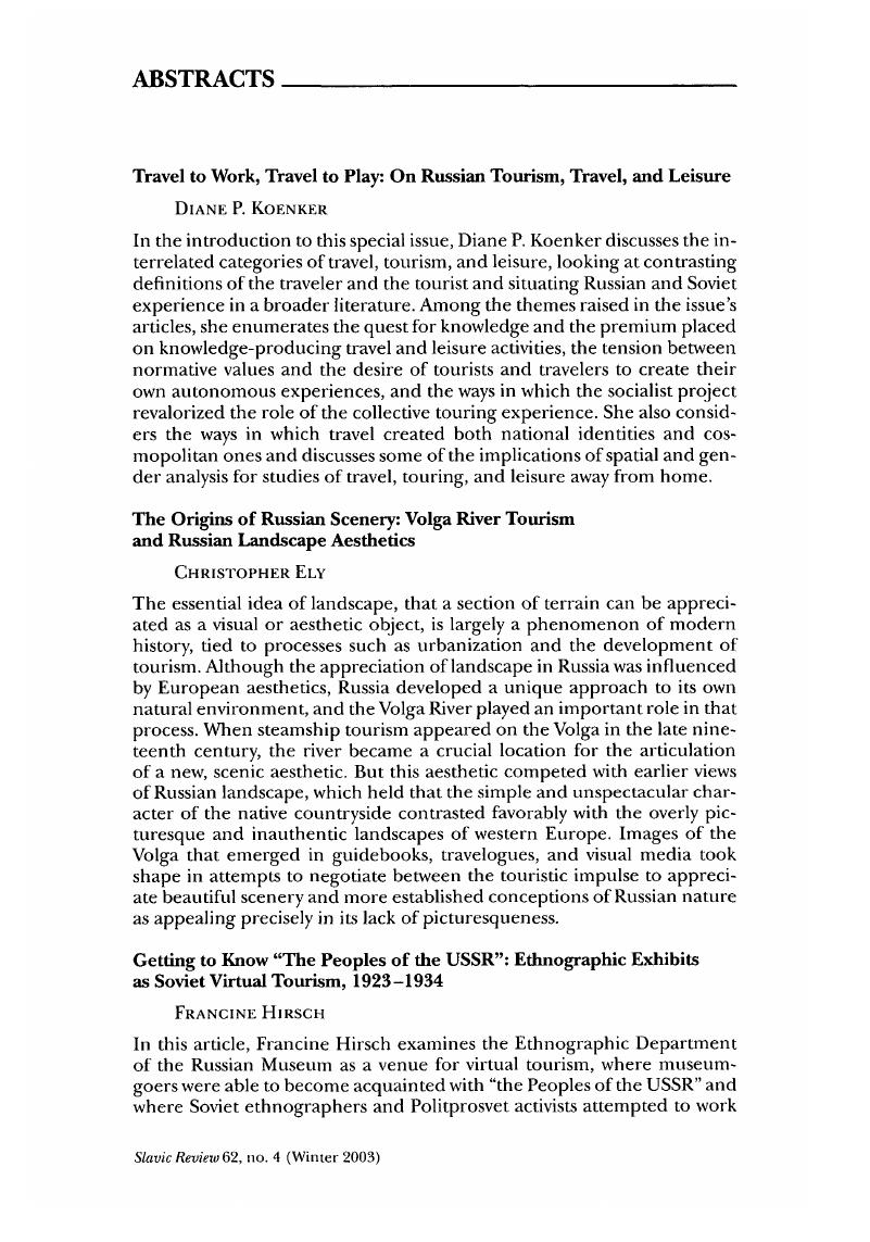 Abstracts | Slavic Review | Cambridge Core