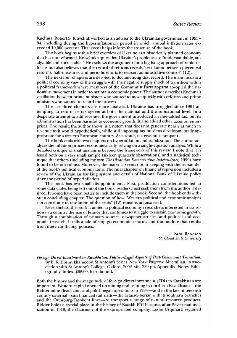 Foreign Direct Investment in Kazakhstan: Politico-Legal Aspects of Post-Communist Transition