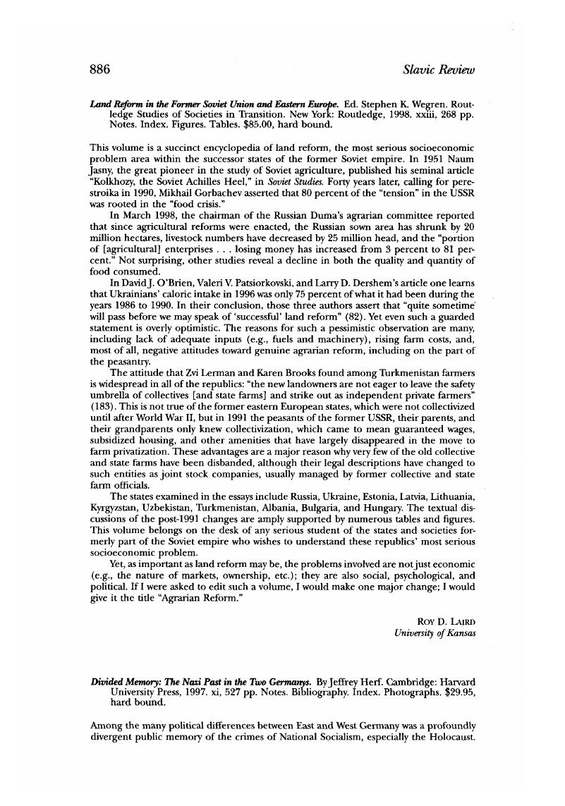 Divided Memory The Nazi Past in the Two Germanys. By Jeffrey Herf