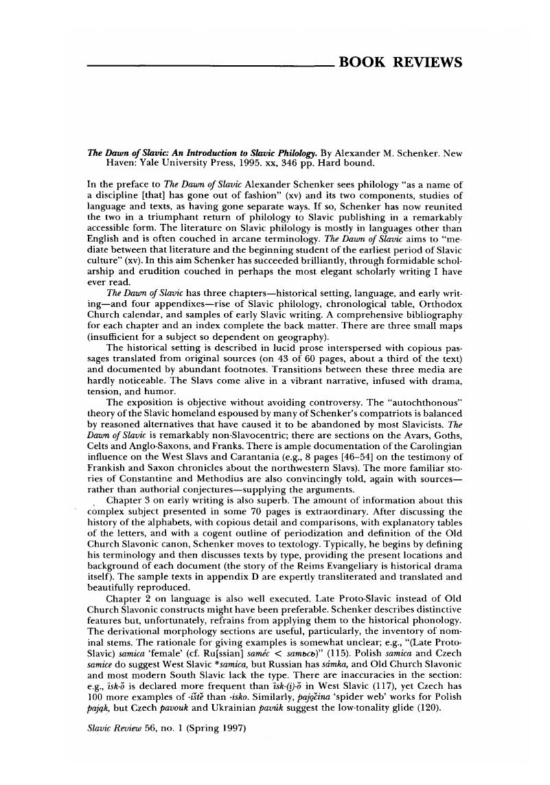 The Dawn of Slavic An Introduction to Slavic Philology. By Alexander M