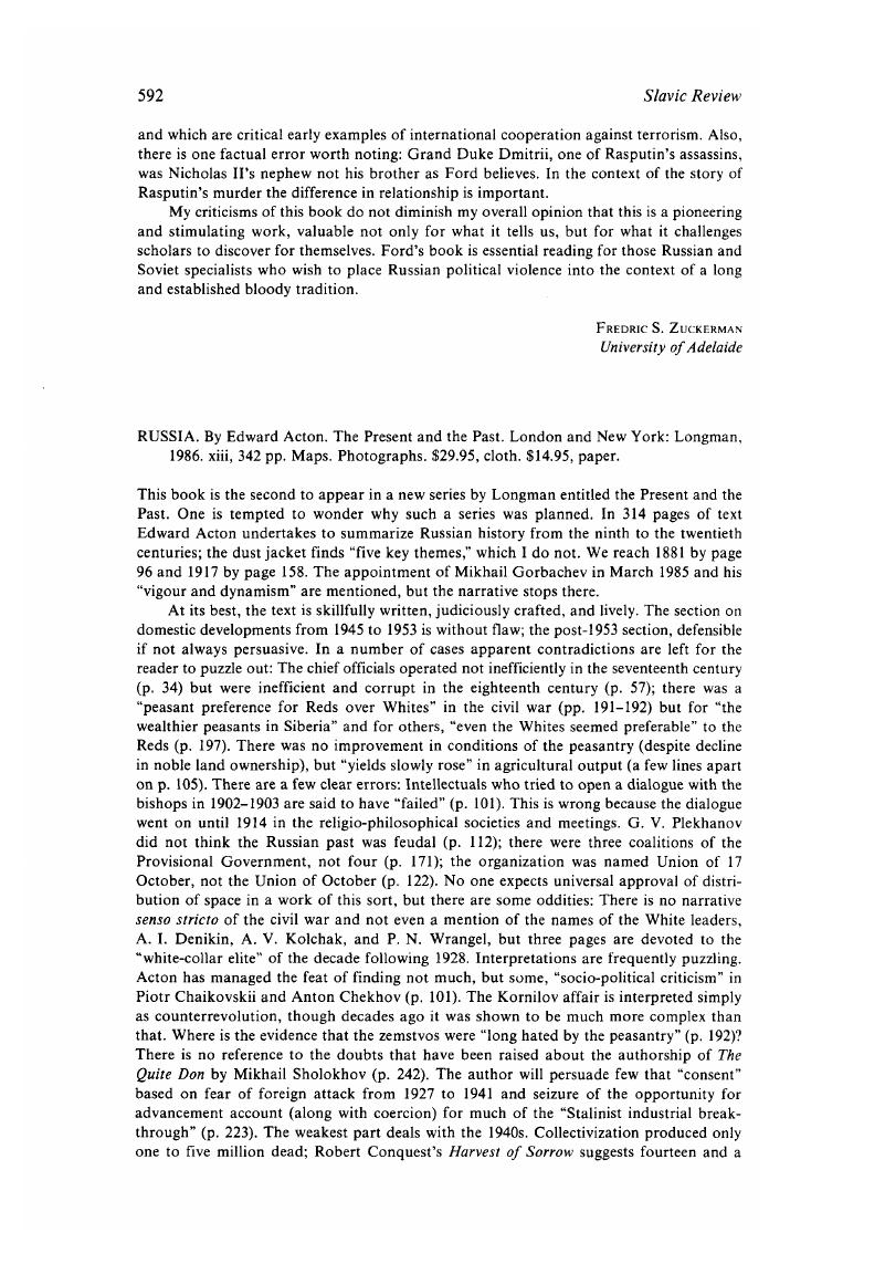 Russia. By Edward Acton. The Present and the Past. London and New York ...