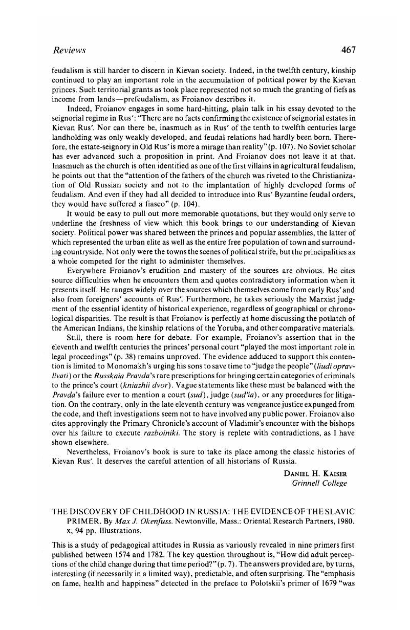 The Discovery of Childhood In Russia The Evidence of the Slavic Primer