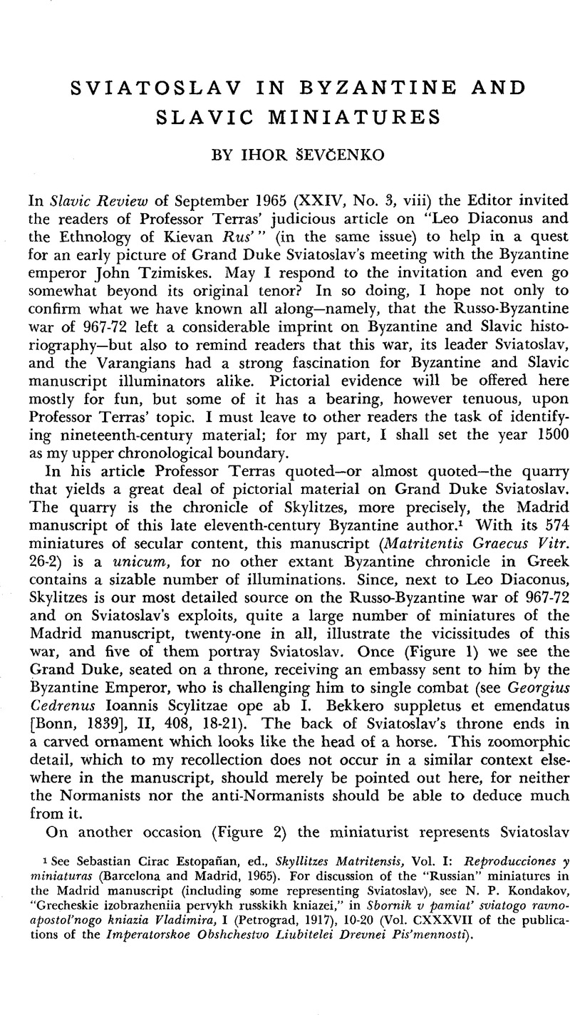 Sviatoslav in Byzantine and Slavic Miniatures Slavic Review