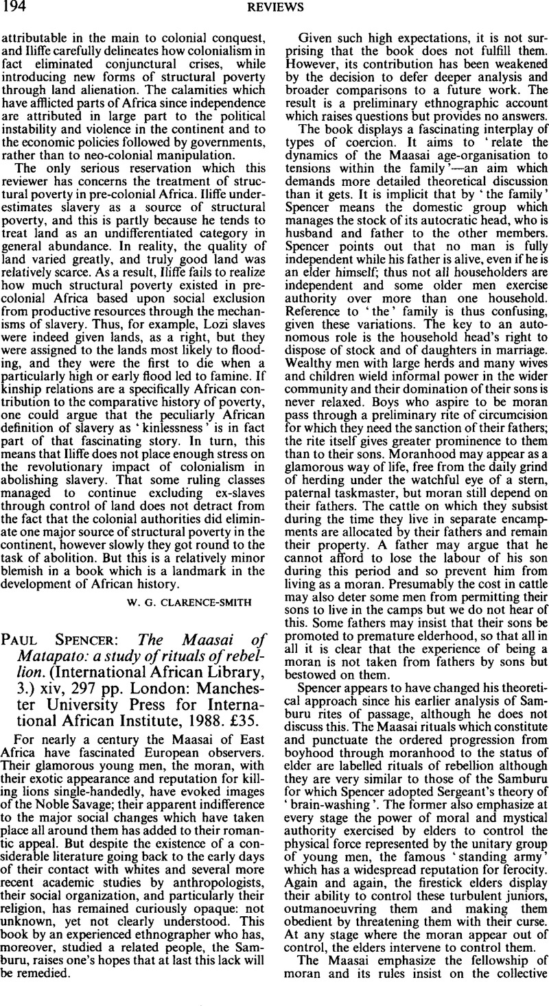 The Maasai of Matapato: A Study of Rituals of Rebellion