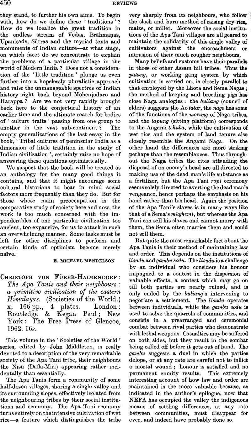 Christoph Von Fürer-Haimendorf: The Apa Tanis and their neighbours: a ...