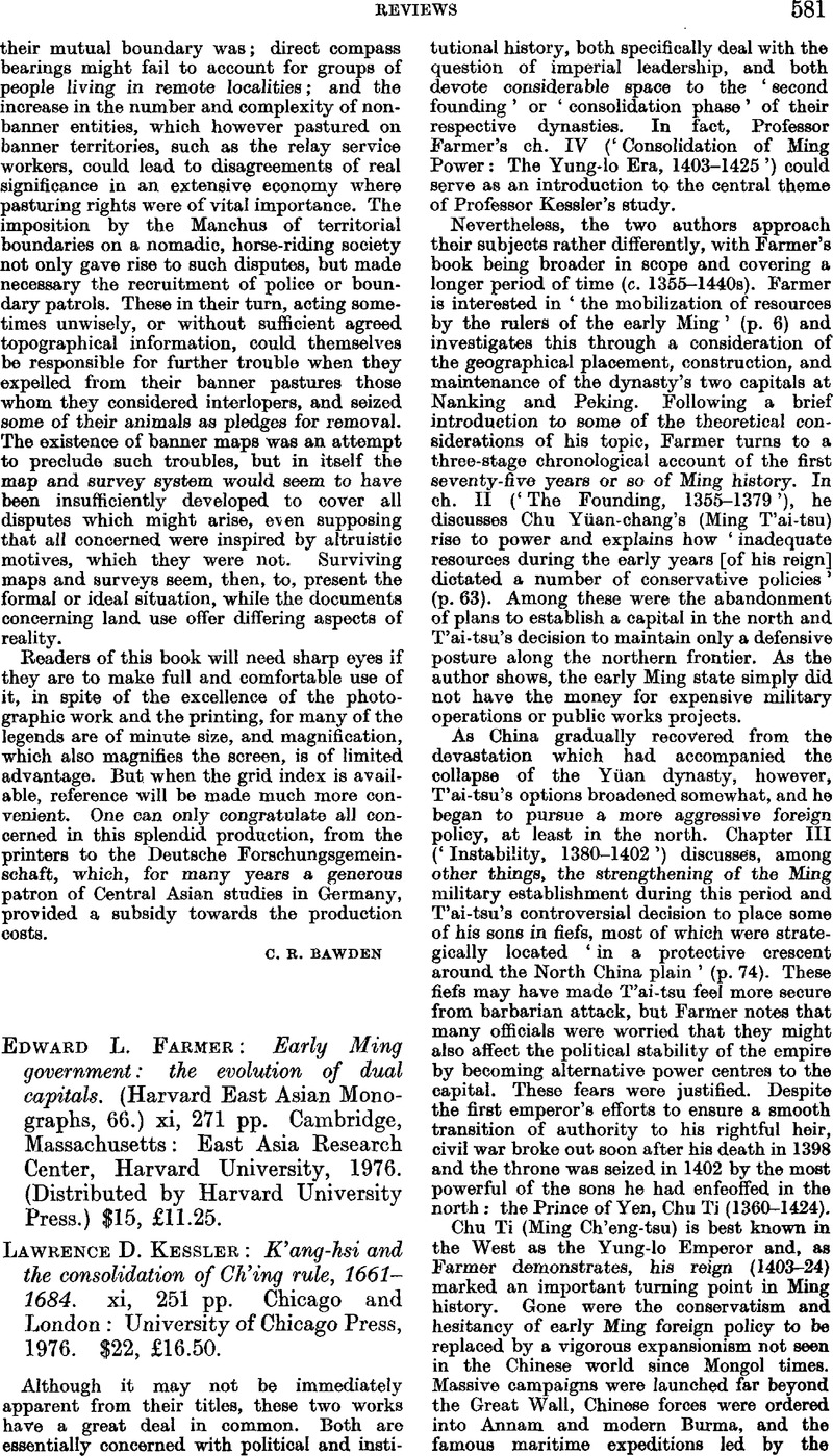 Edward L. Farmer: Early Ming government: the evolution of dual capitals ...