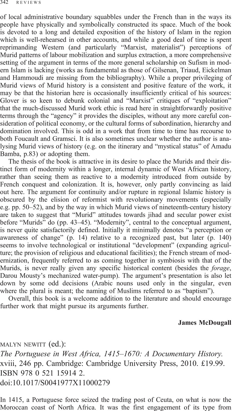 Malyn Newitt (ed.): The Portuguese in West Africa, 1415–1670: A ...