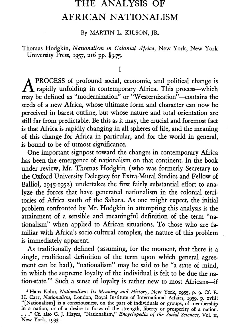 The Analysis Of African Nationalism World Politics Cambridge Core