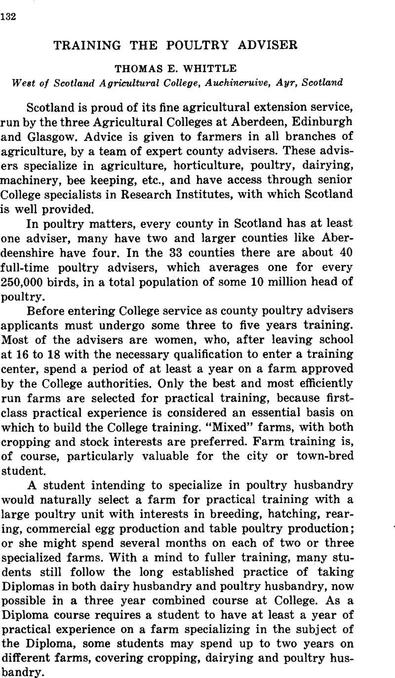 Training The Poultry Adviser | World's Poultry Science Journal ...