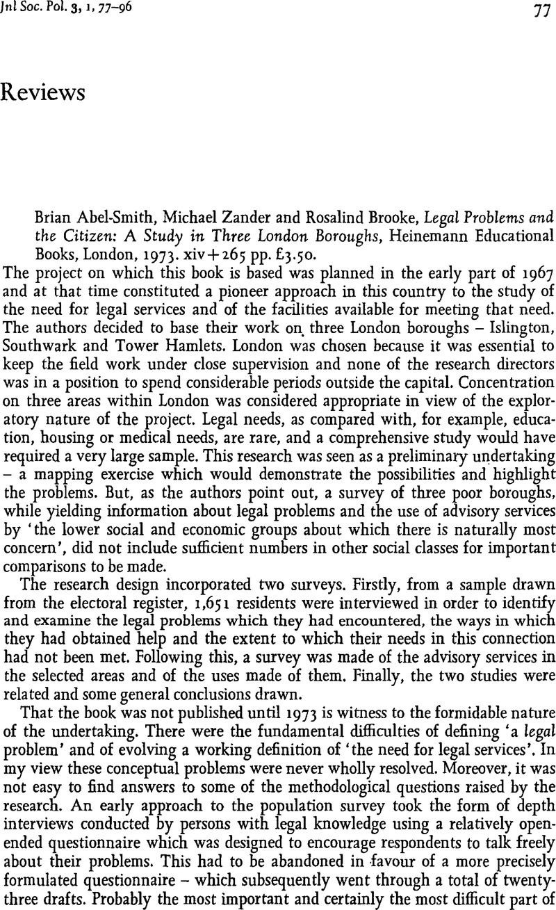 Brian AbelSmith, Michael Zander and Rosalind Brooke, Legal Problems