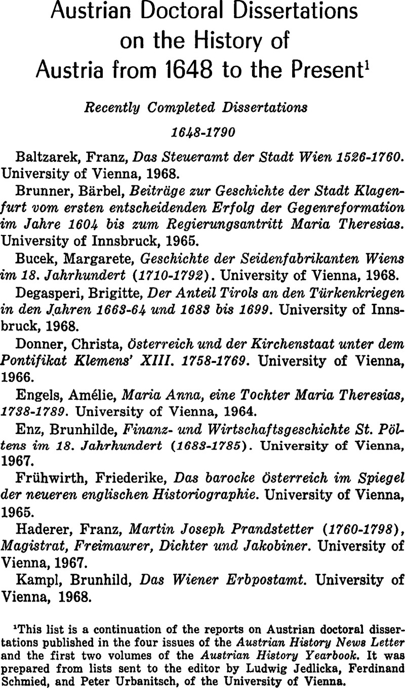 university of vienna dissertations