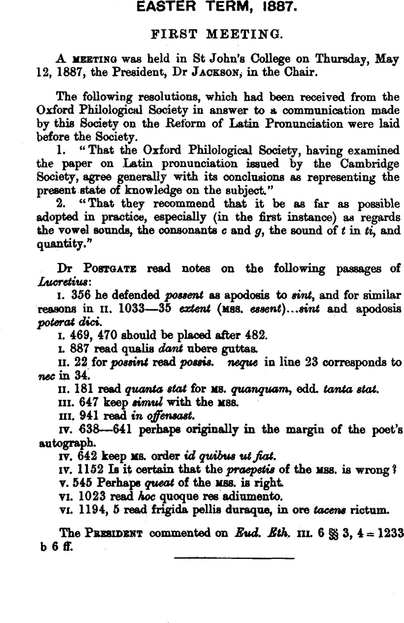 First Meeting The Cambridge Classical Journal Cambridge Core 5976