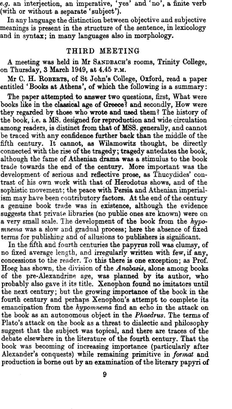 Third Meeting The Cambridge Classical Journal Cambridge Core 0015