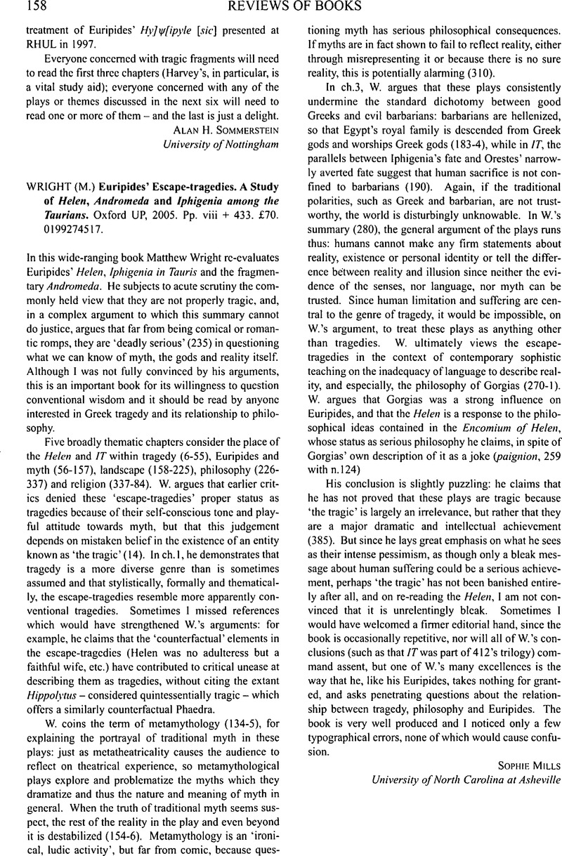 Euripides Escape-Tragedies: A Study of Helen, Andromeda, and Iphigenia among the Taurians