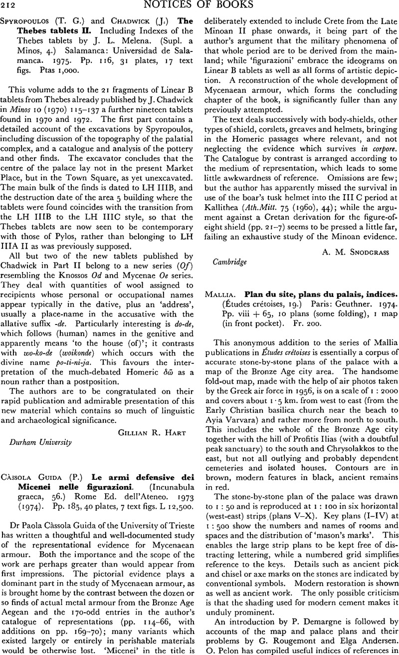 (T. G.) Spyropoulos And (J.) Chadwick The Thebes Tablets II. Including ...