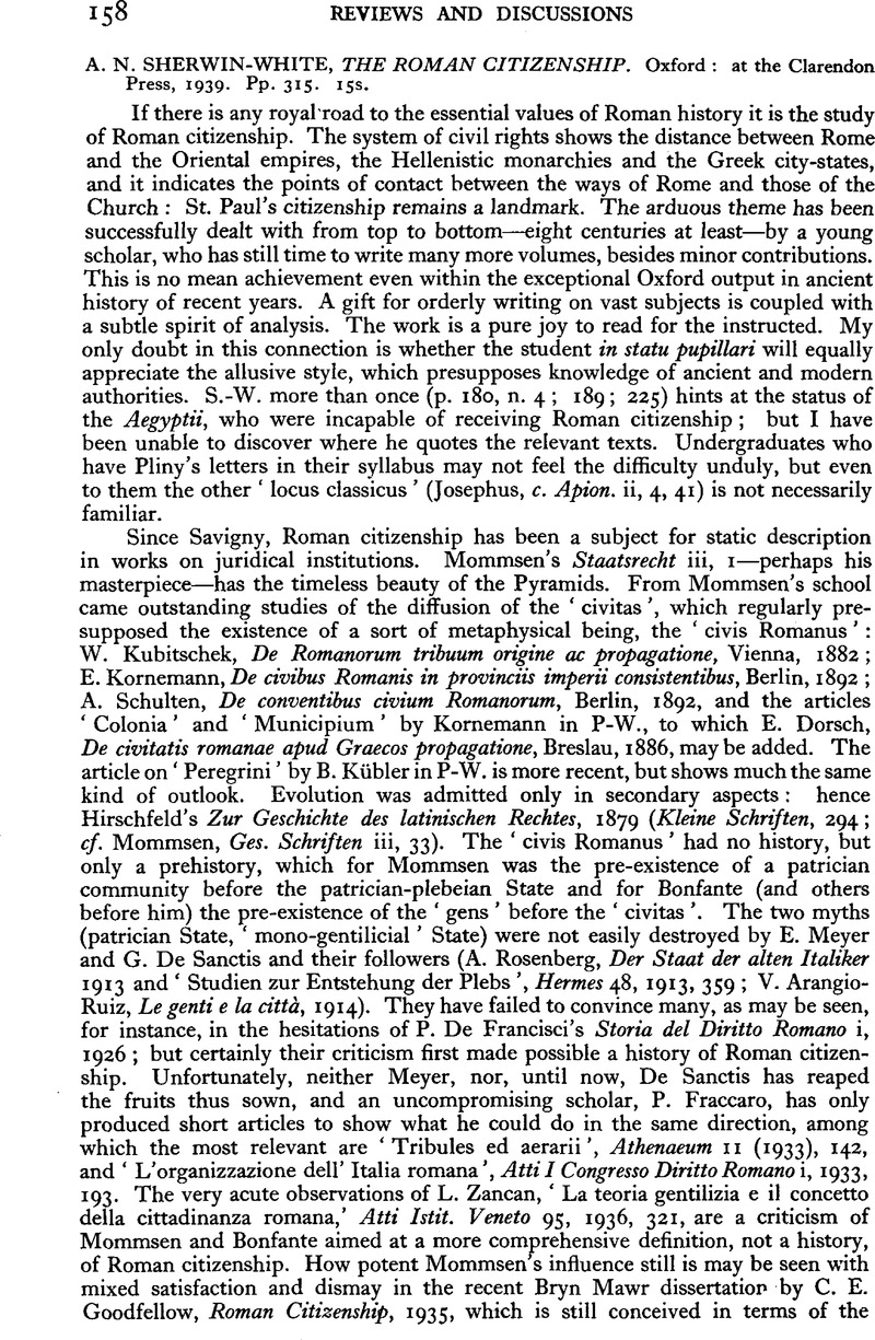 Sherwin-White A. N., The Roman Citizenship. Oxford: at the Clarendon