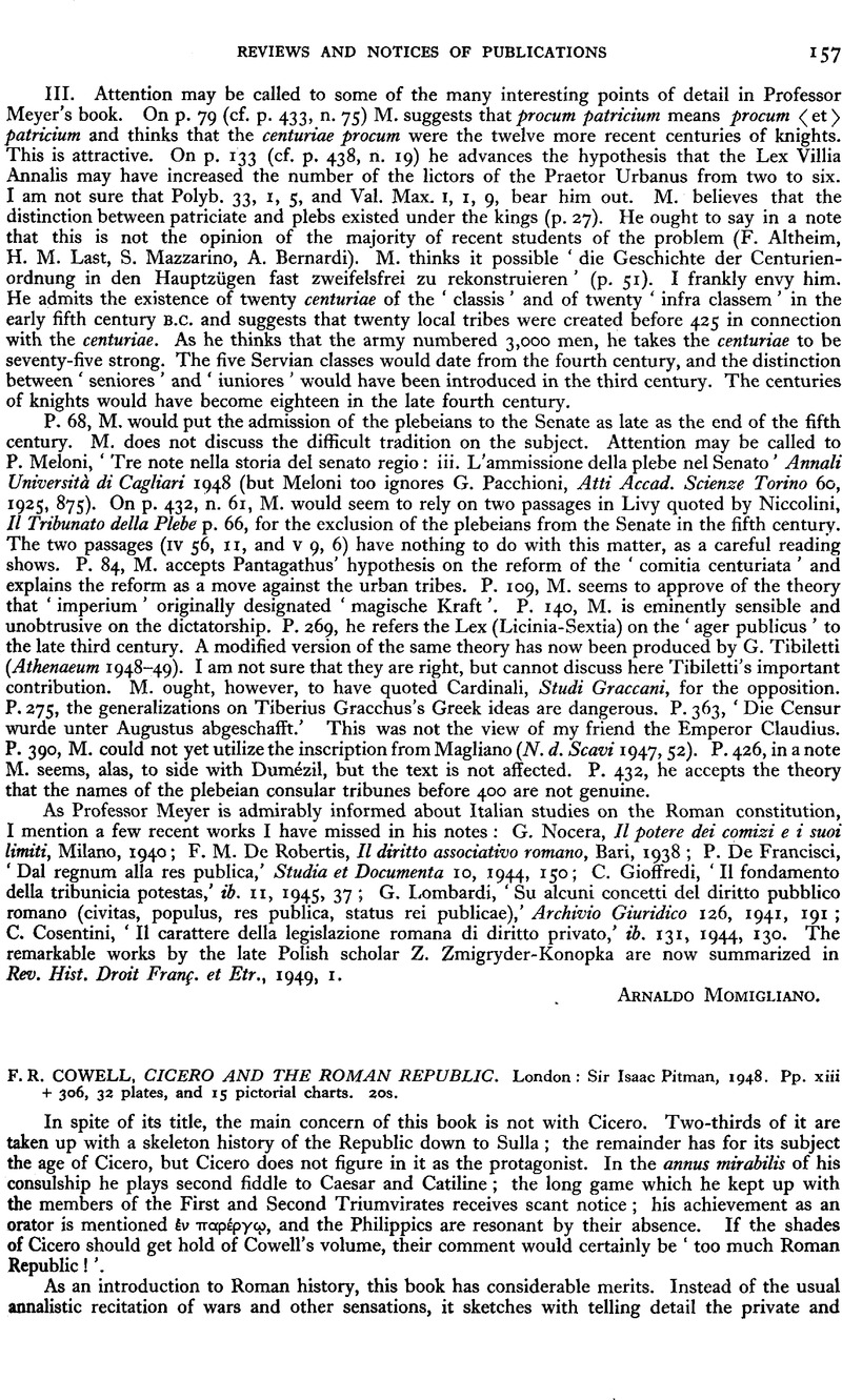 F. R. Cowell, Cicero and The Roman Republic. London: Sir Isaac Pitman ...