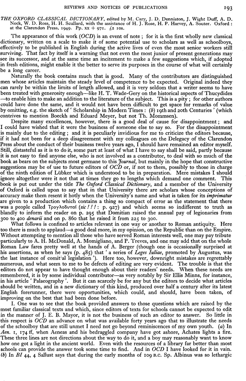 The Oxford Classical Dictionary Edited By M Cary J D Denniston J The oxford classical dictionary edited by m cary j d denniston j