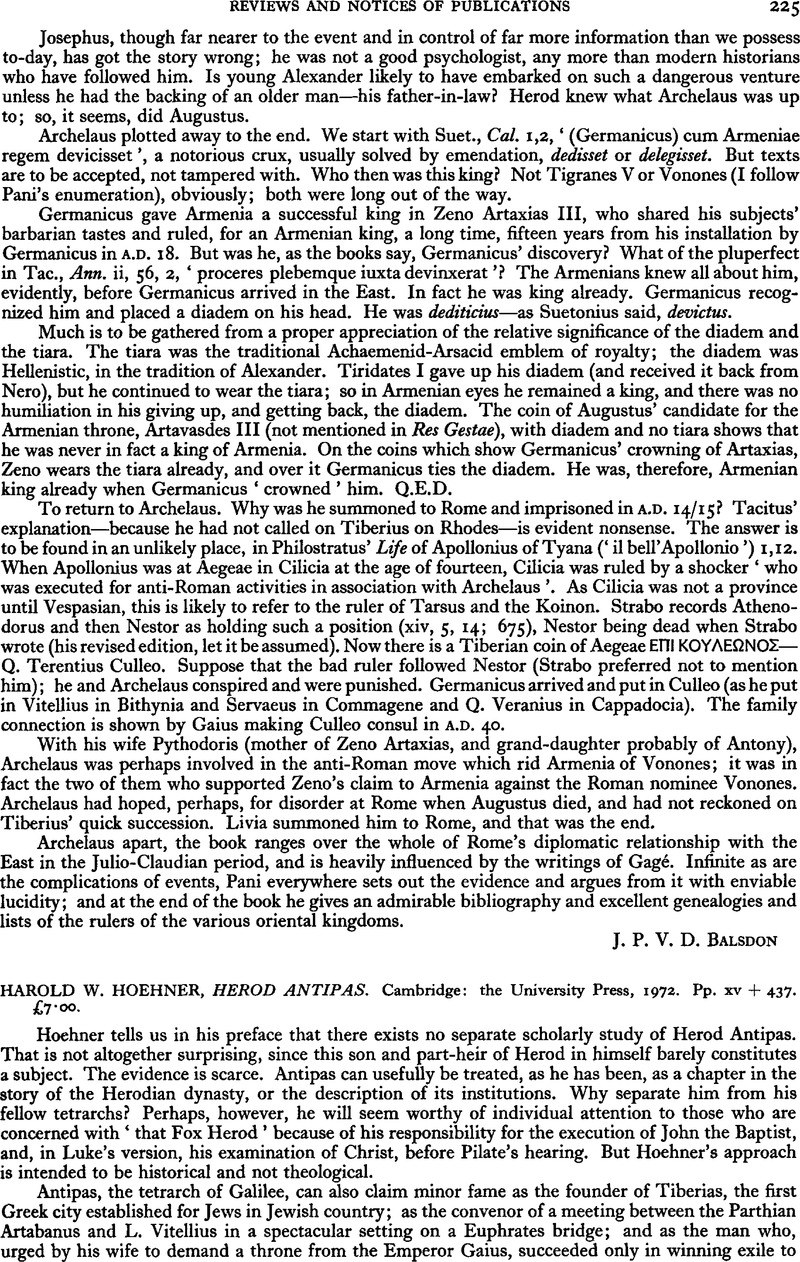 Harold W. Hoehner, Herod Antipas. Cambridge: the University Press, 1972 ...