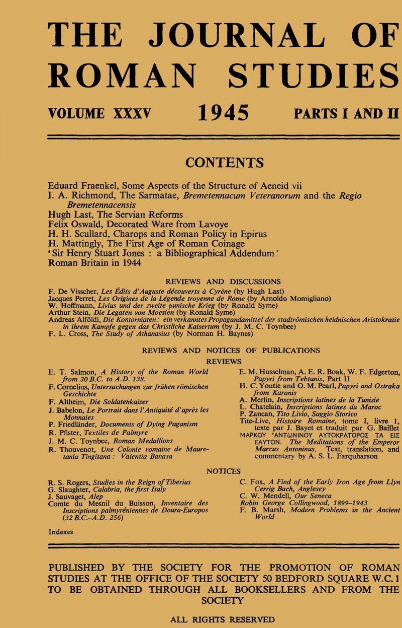 JRS volume 35 Parts I and II Cover and Front matter | The Journal of ...