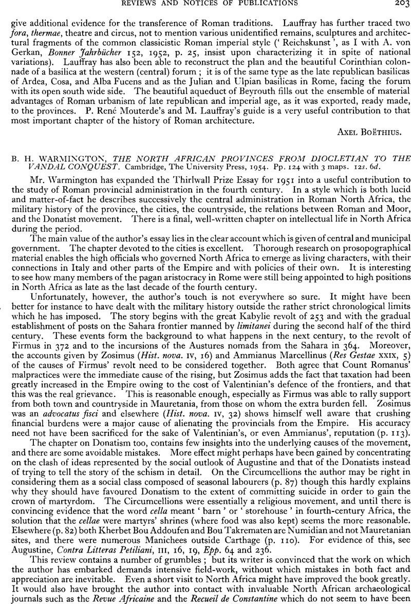 B. H. Warmington, The North African Provinces from Diocletian to the ...