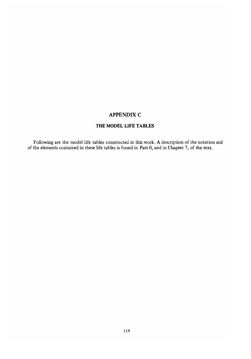 Appendix In Life Model Appendix C: The Model Life Tables | Memoirs of the Society for American ...