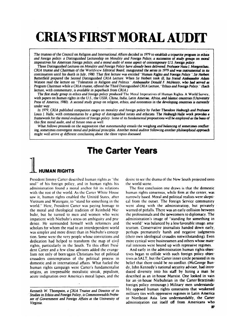 The Carter Years Worldview Cambridge Core