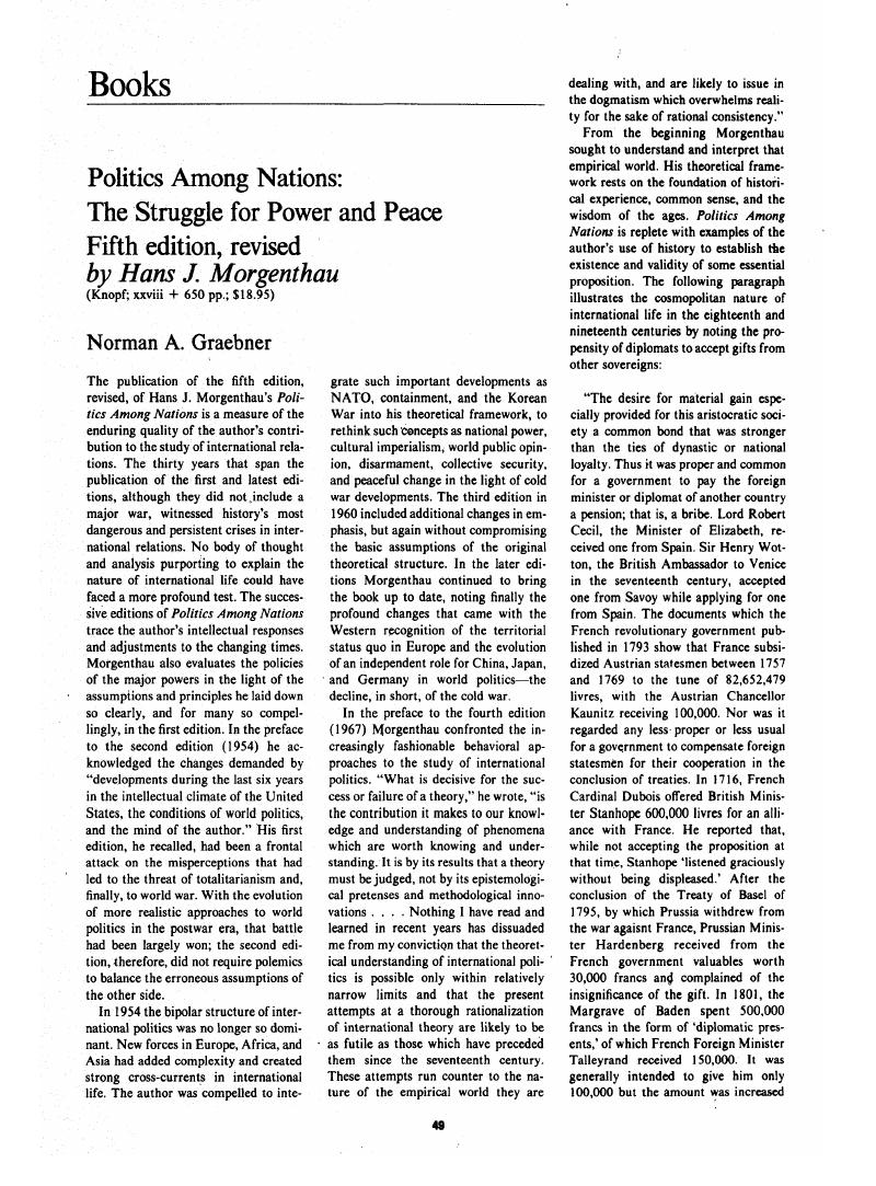 Politics Among Nations: The Struggle for Power and Peace. Fifth