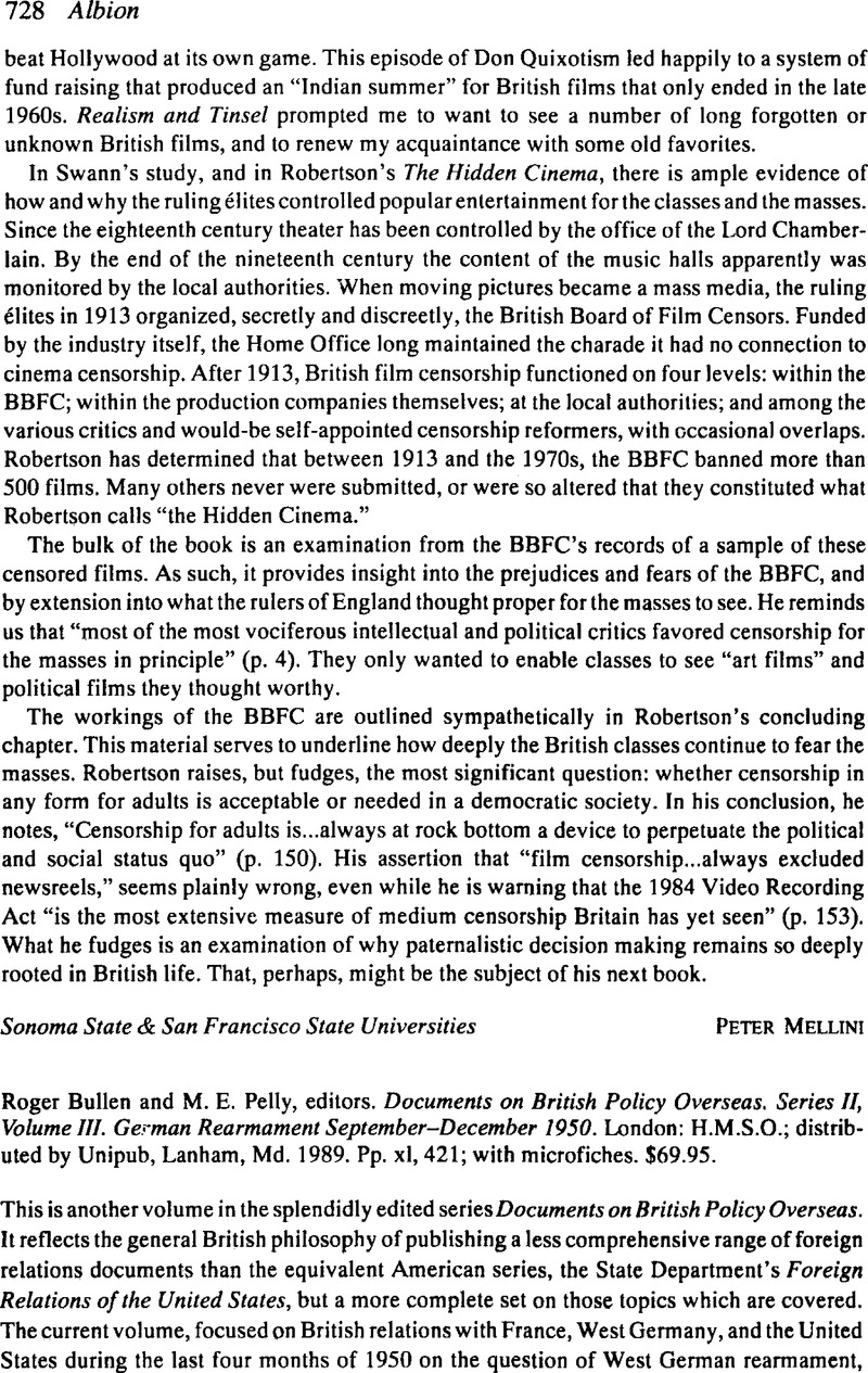 Roger Bullen and M. E. Pelly, editors. Documents on British Policy Overseas.  Series II, Volume III. German Rearmament September–December 1950. London:  H.M.S.O.; distributed by Unipub, Lanham, Md. 1989. Pp. xl, 421; with