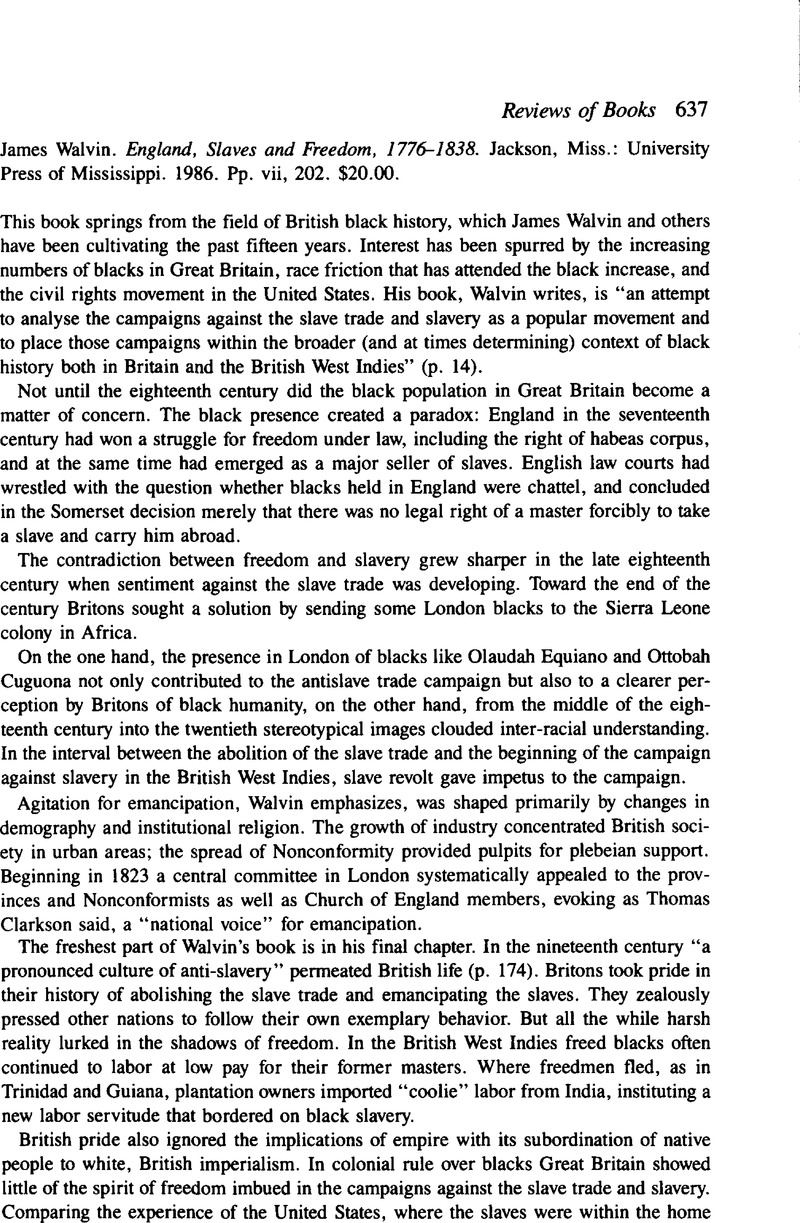England, Slaves and Freedom, 1776–1838