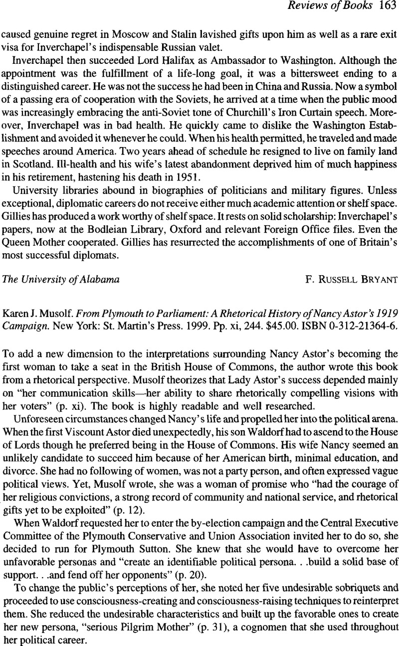 Karen J. Musolf. From Plymouth to Parliament: A Rhetorical History of ...